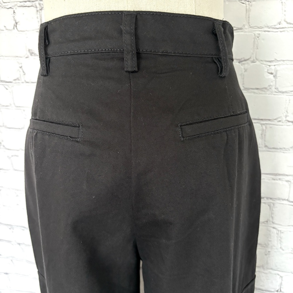 HUNTER & BROWN Black Wide Leg High Rise Pleated Cargo Pants--NWT--M - Picture 10 of 16